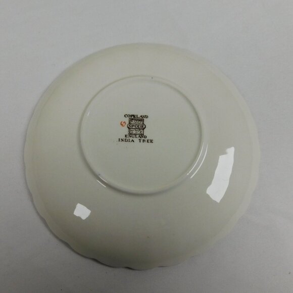 Lot of 2 Spode Indian Tree Tea Cup Saucer Set Scalloped Orange Old Backstamp Vtg - Picture 3 of 12